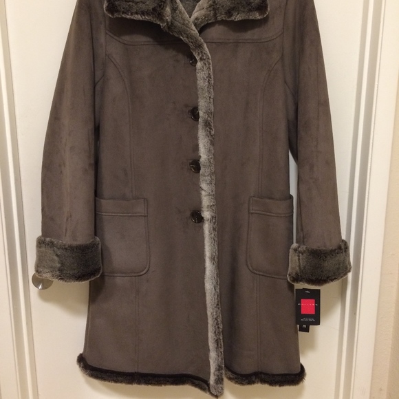 $$Drop! NWT!! Gallery Suede/Faux Fur Coat - Picture 3 of 8